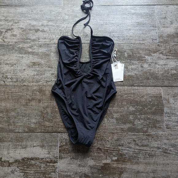 GOOD AMERICAN Leilani Halter Plunging Neck One Piece Swimsuit - Picture 2 of 5